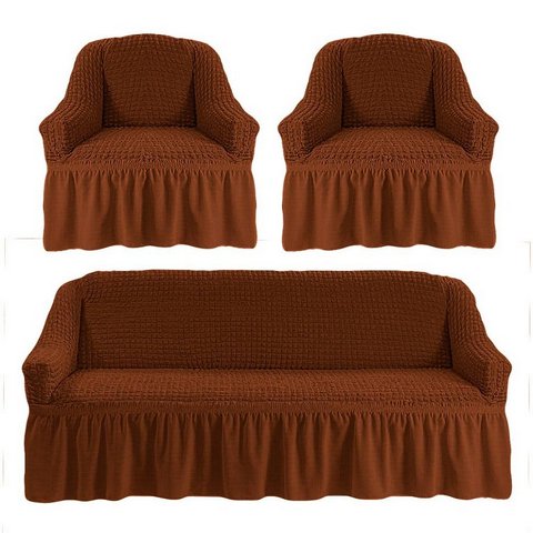 Чехол на 3-х местный диван и два кресла коричневый