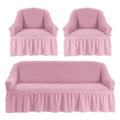 Чехол на 3-х местный диван и два кресла розовый