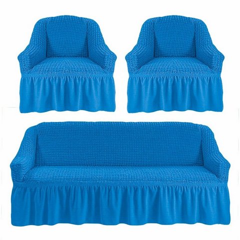 Чехол на 3-х местный диван и два кресла синий