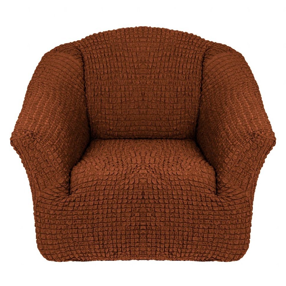 Чехол на кресло без оборки коричневый