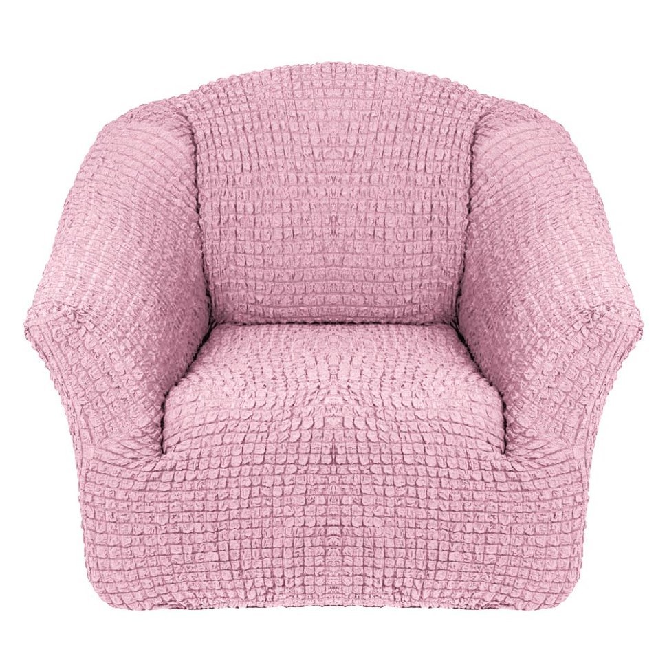 Чехол на кресло без оборки розовый