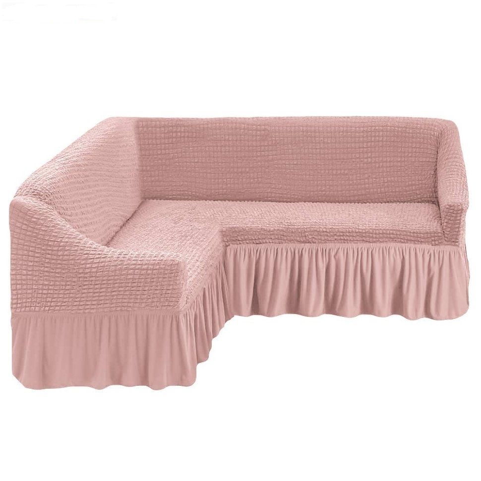 Чехол на угловой диван грязно-розовый