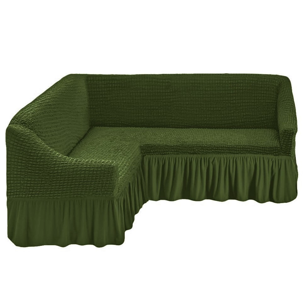 Чехол на угловой диван зеленый