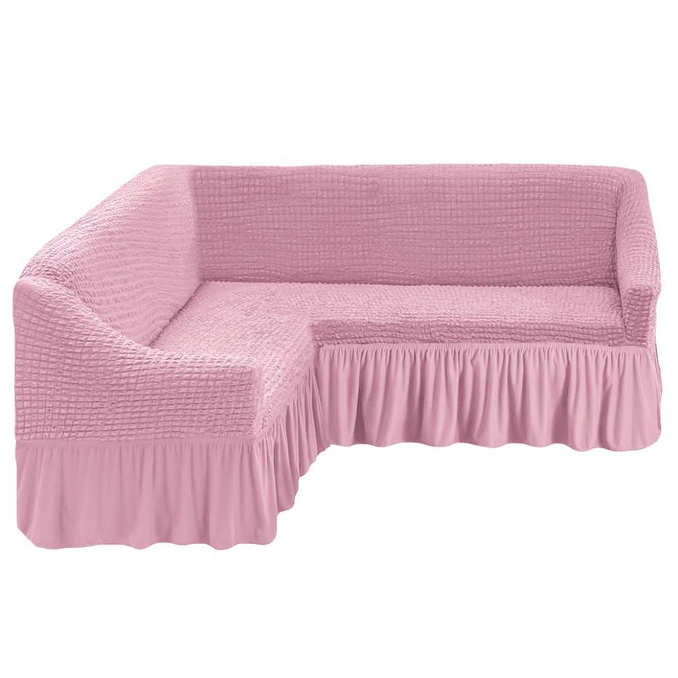 Чехол на угловой диван розовый