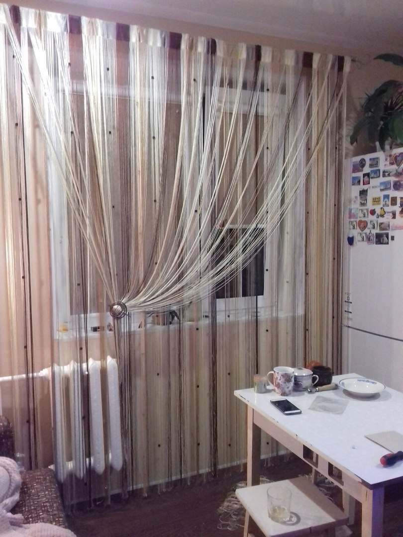 Нитяные шторы на кухню фото