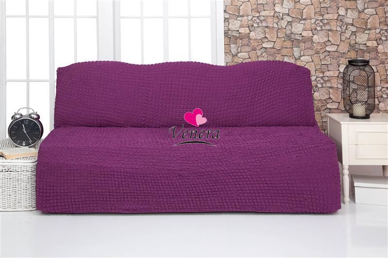 Чехол на 3-х местный диван без подлокотников фиолетовый