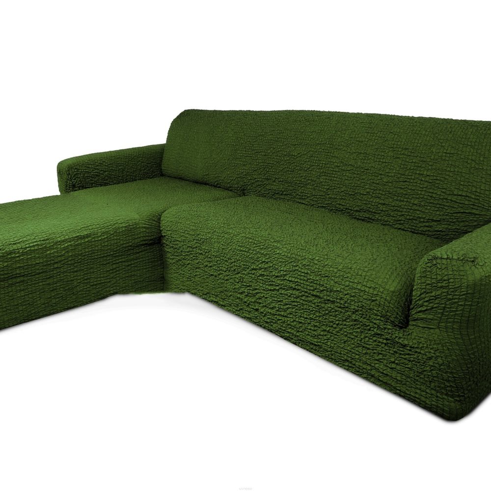 Зеленый чехол на угловой диван